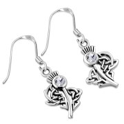 Thistle Silver Earrings w Cubic Zirconia Stone, e295